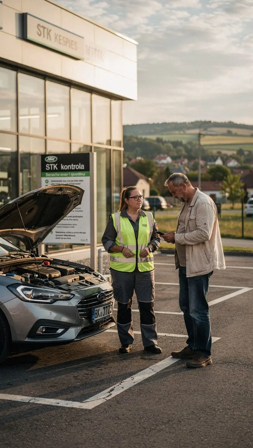 Pracovník servisu vysvetľuje majiteľovi vozidla časté chyby pri emisnej kontrole.